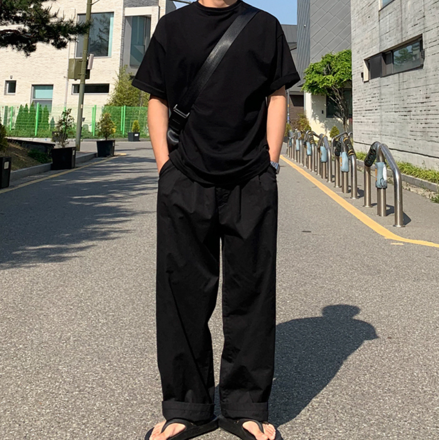 Simple wide street slacks gm3189