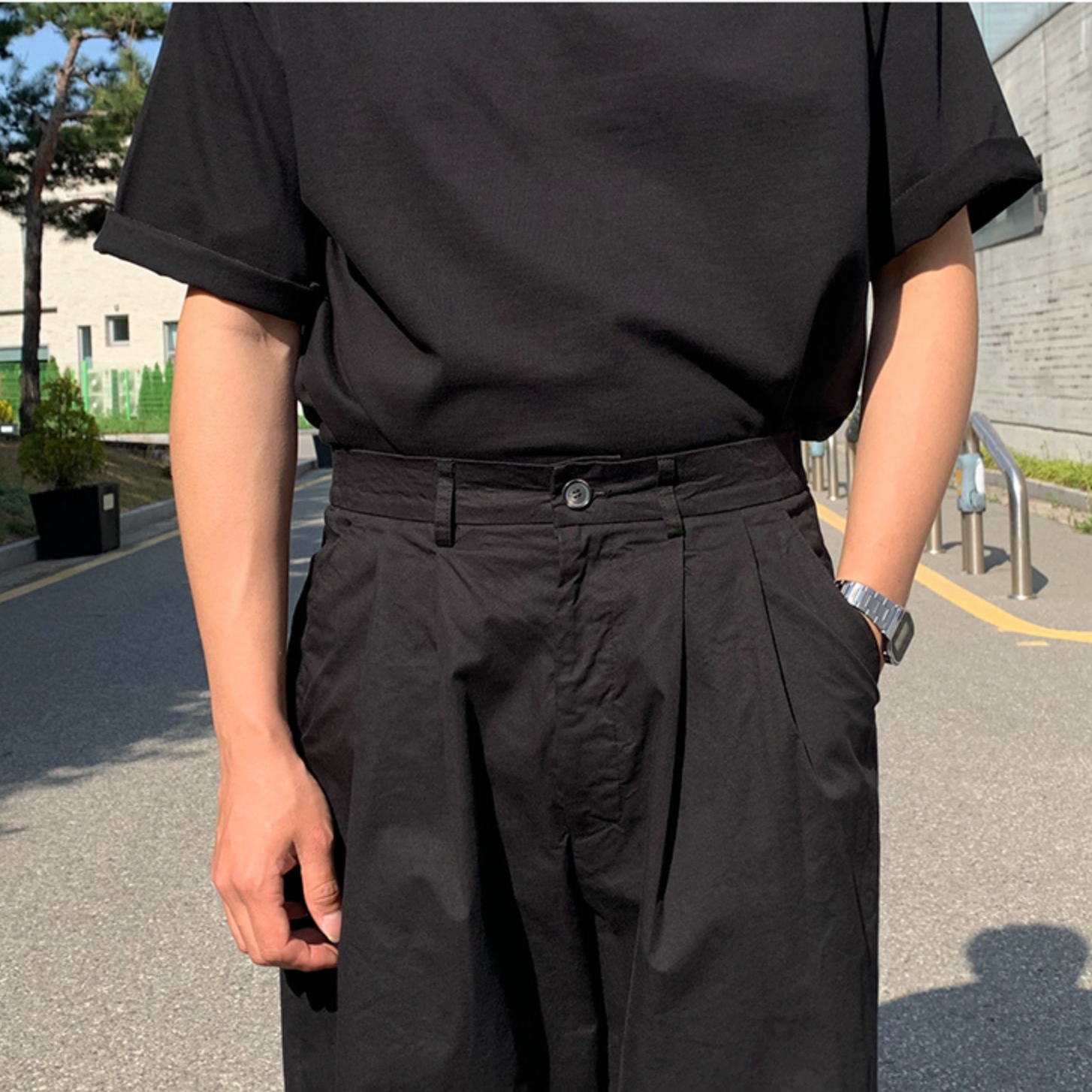 Simple wide street slacks gm3189