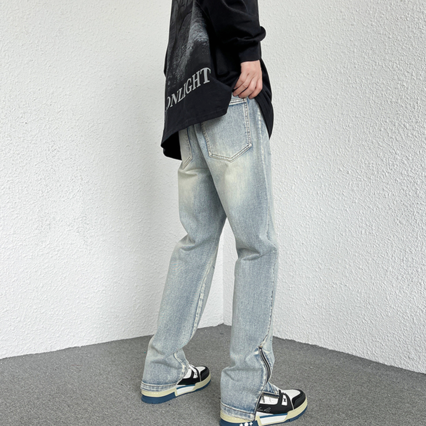 Side zip street denim gm3205