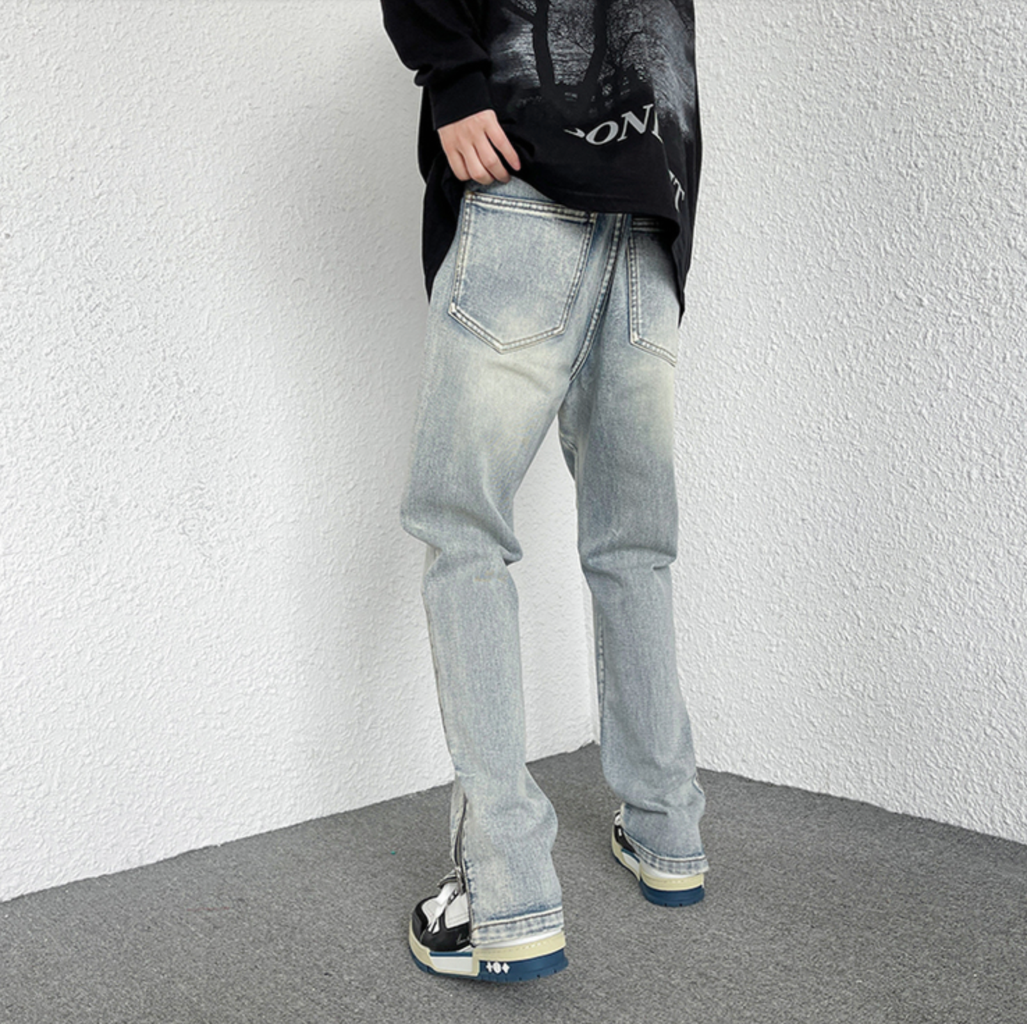 Side zip street denim gm3205