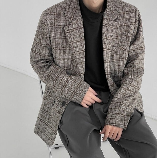 Checkered grey jacket gm7141