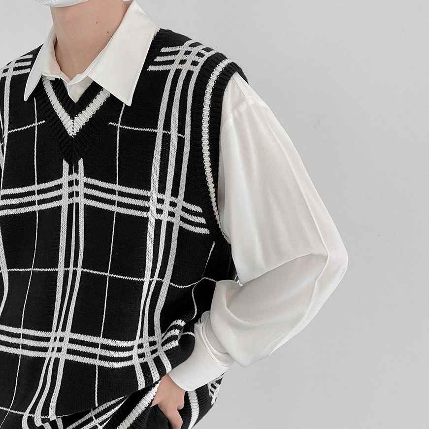 Loose striped knit vest gm1045