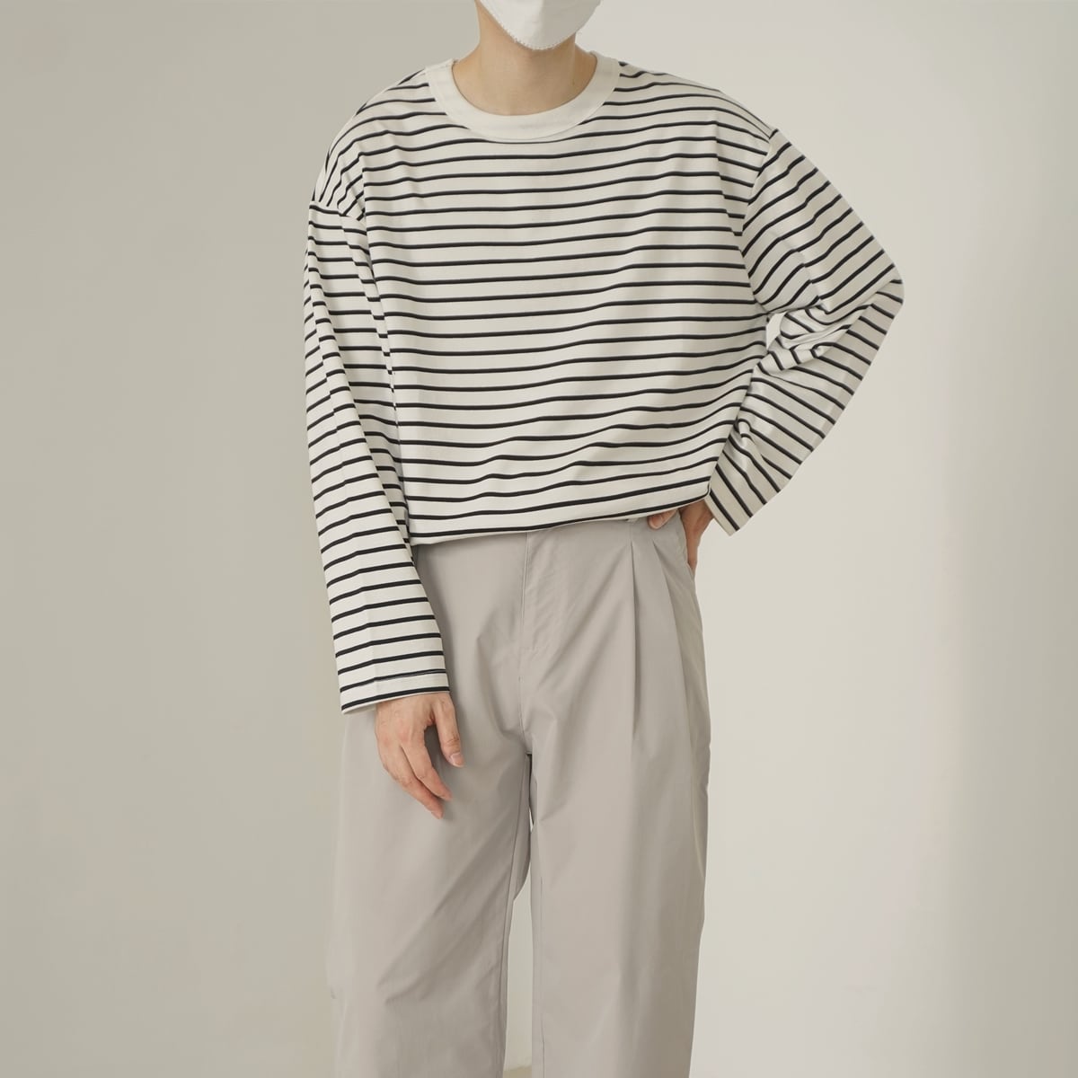 Round neck striped T-shirt gm7127