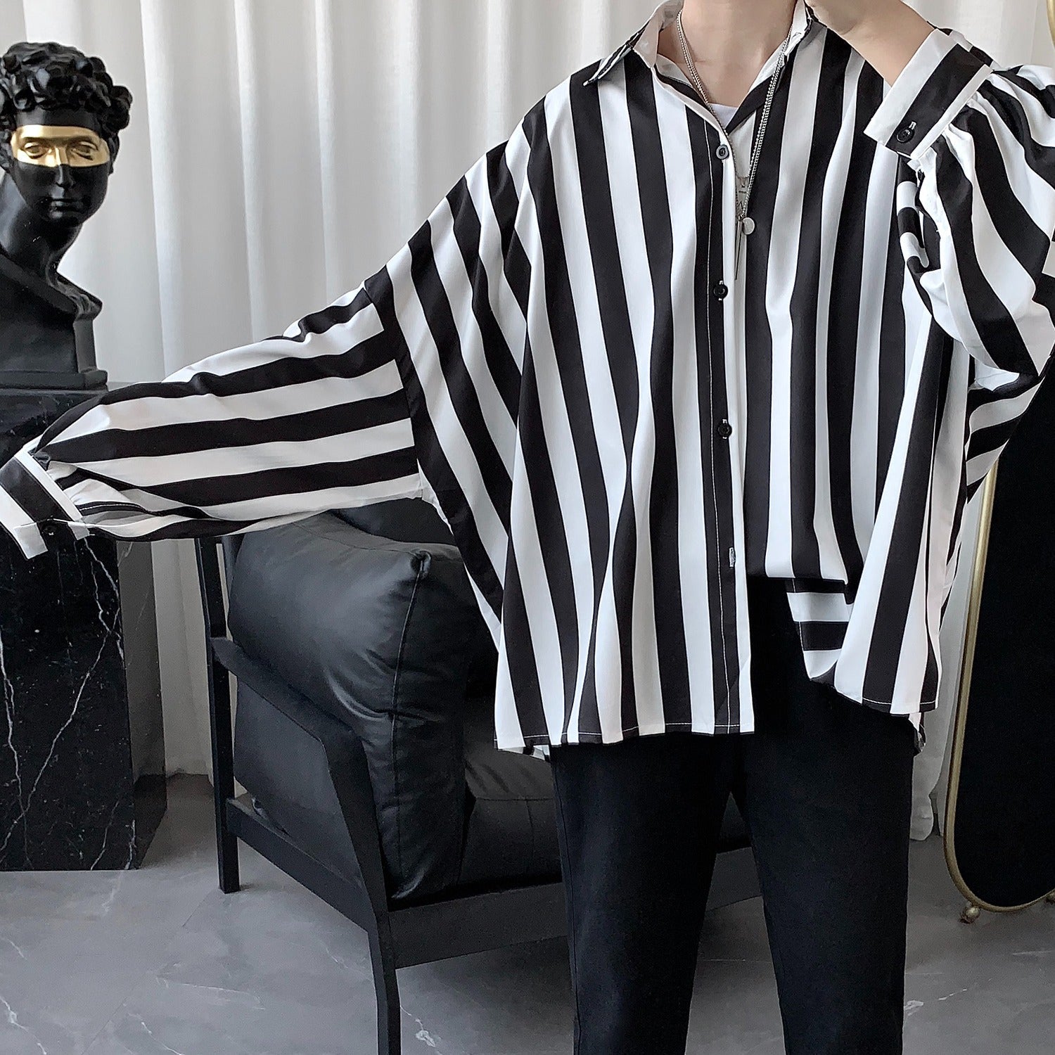 Big loose striped shirt gm977