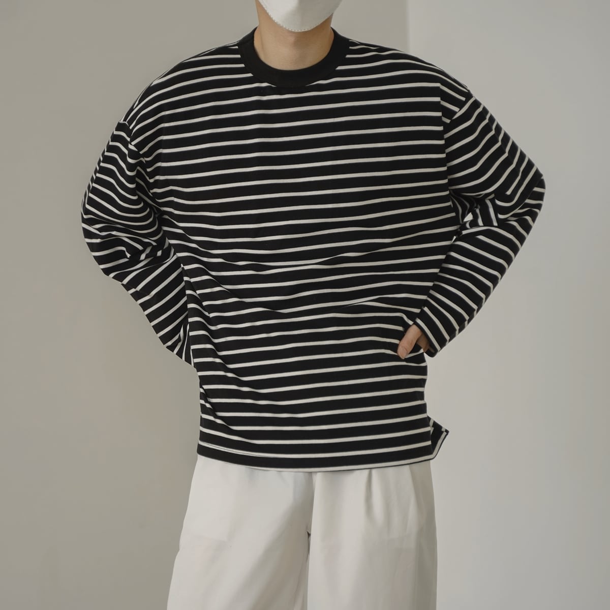 Round neck striped T-shirt gm7127