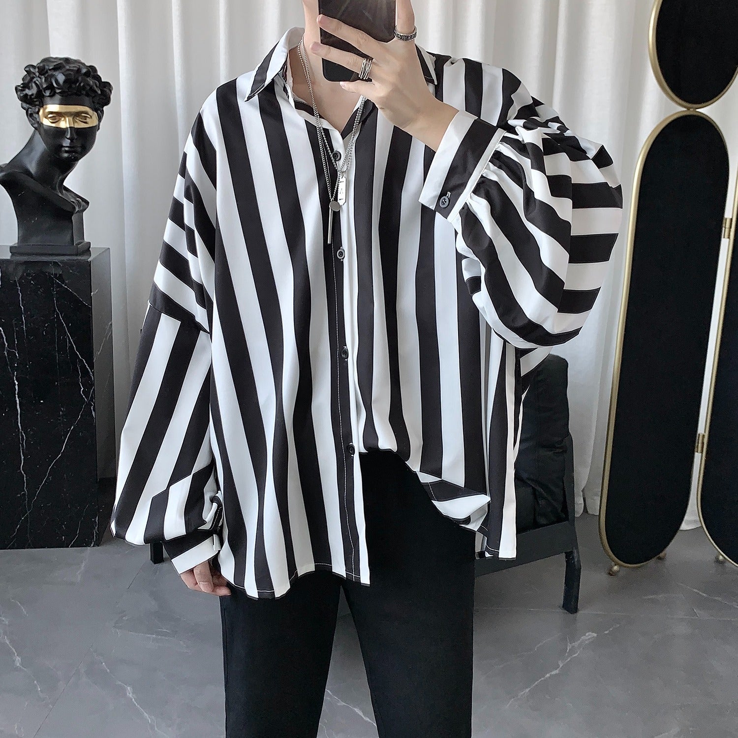 Big loose striped shirt gm977