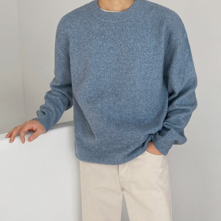 Plain knit pullover sweatshirt gm7130