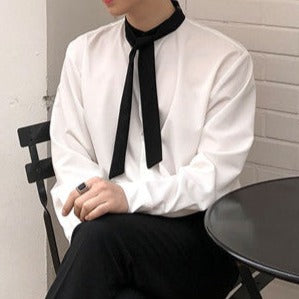 idol bi-color bowtie shirt gm5096