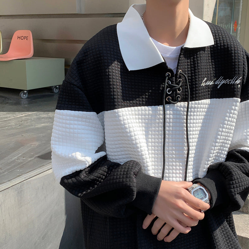 Waffle bicolor polo top gm4376