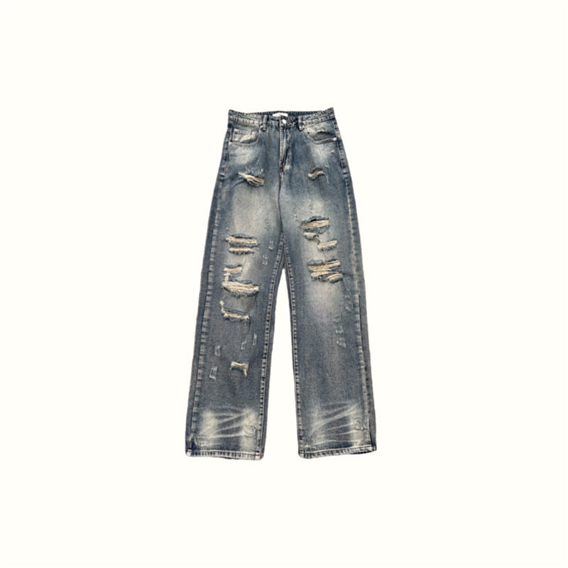 Distressed casual wide denim gm3386