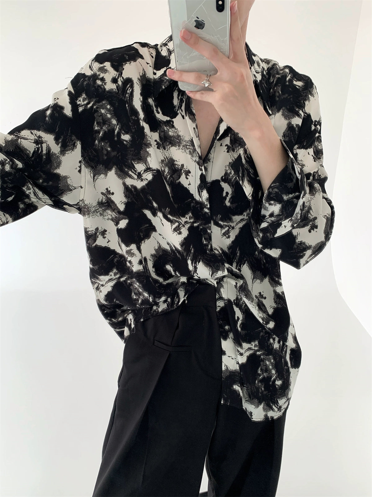 marble black white  shirt gtm15141