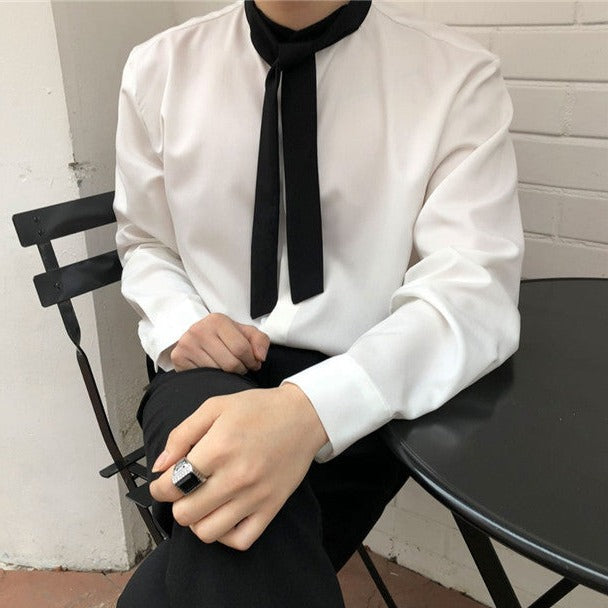 idol bi-color bowtie shirt gm5096