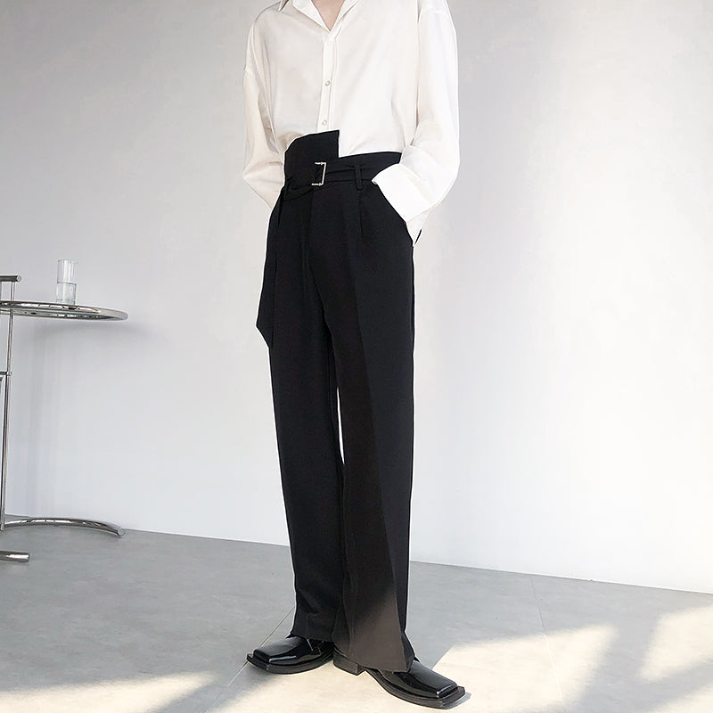 High waist belted long slacks gm4218