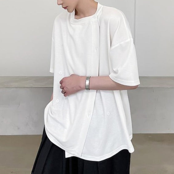 Asymmetrical button T-shirt gm2745