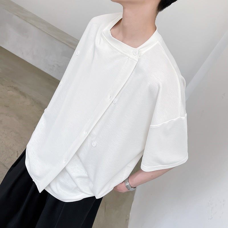 Asymmetrical button T-shirt gm2745