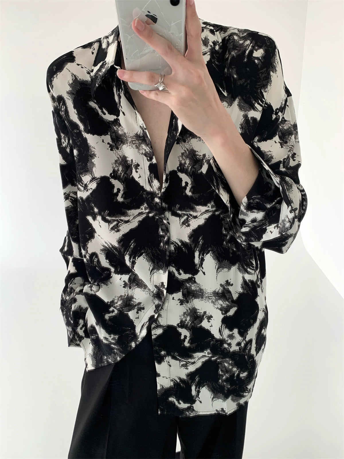 marble black white  shirt gtm15141