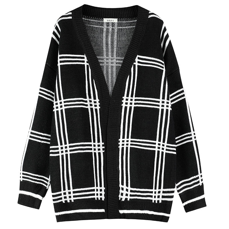 Mode check black cardigan gm3944