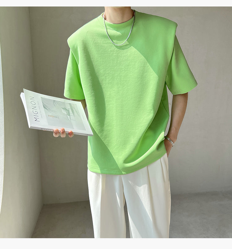 シンプルショルダーパッドTシャツ  gm2219