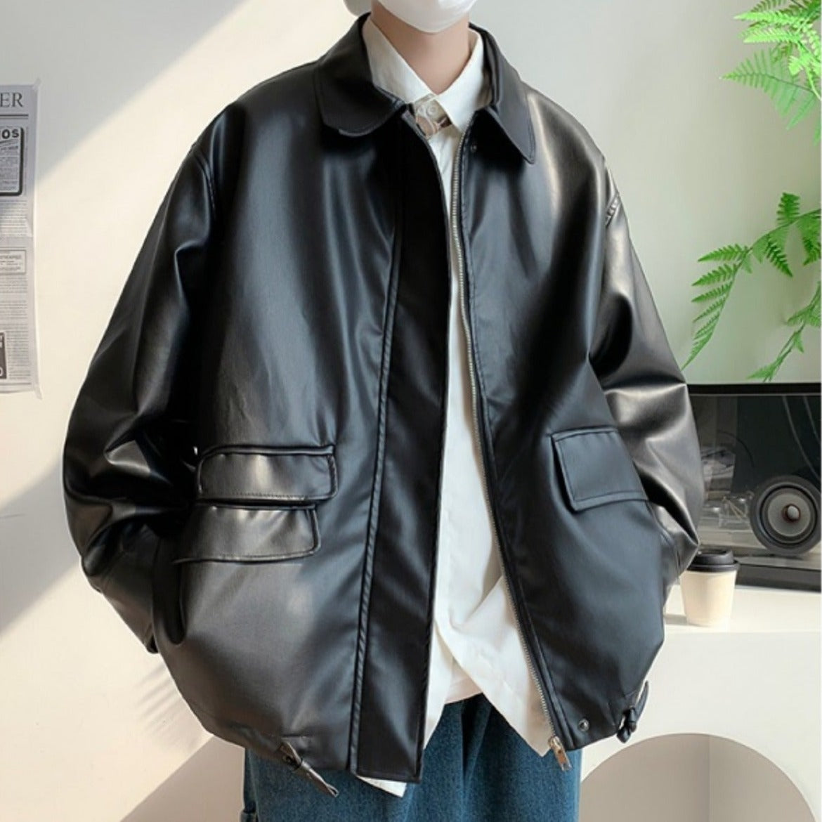 Casual leather jacket gm3996