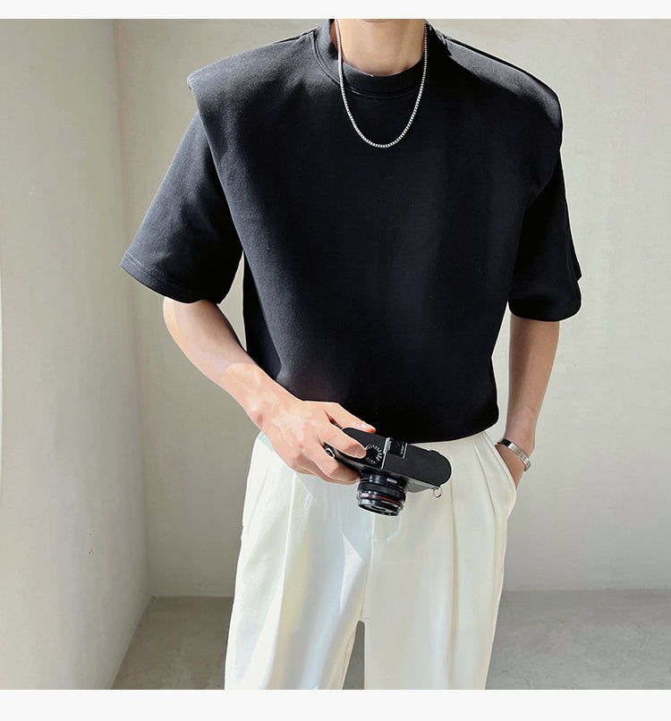シンプルショルダーパッドTシャツ  gm2219