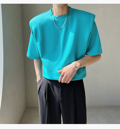 Simple shoulder pad T-shirt gm2219