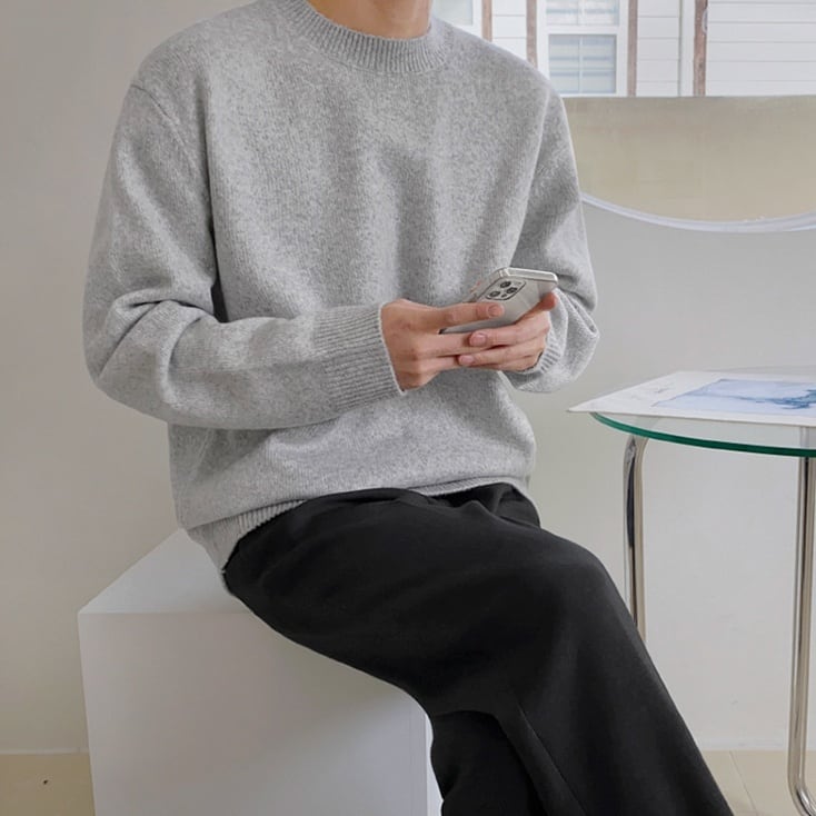 Plain knit pullover sweatshirt gm7130