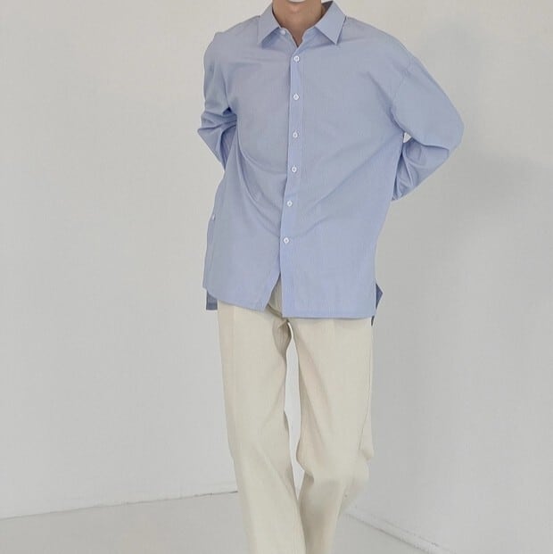 Korean simple blue shirt gm7149