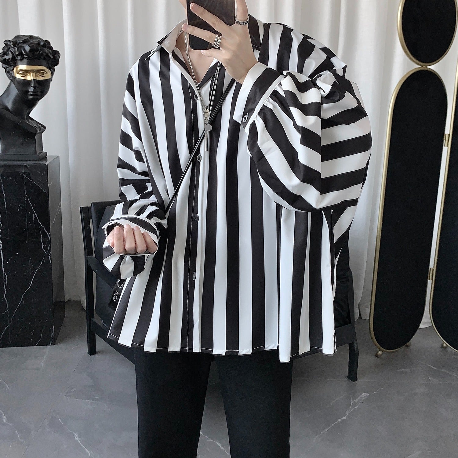 Big loose striped shirt gm977